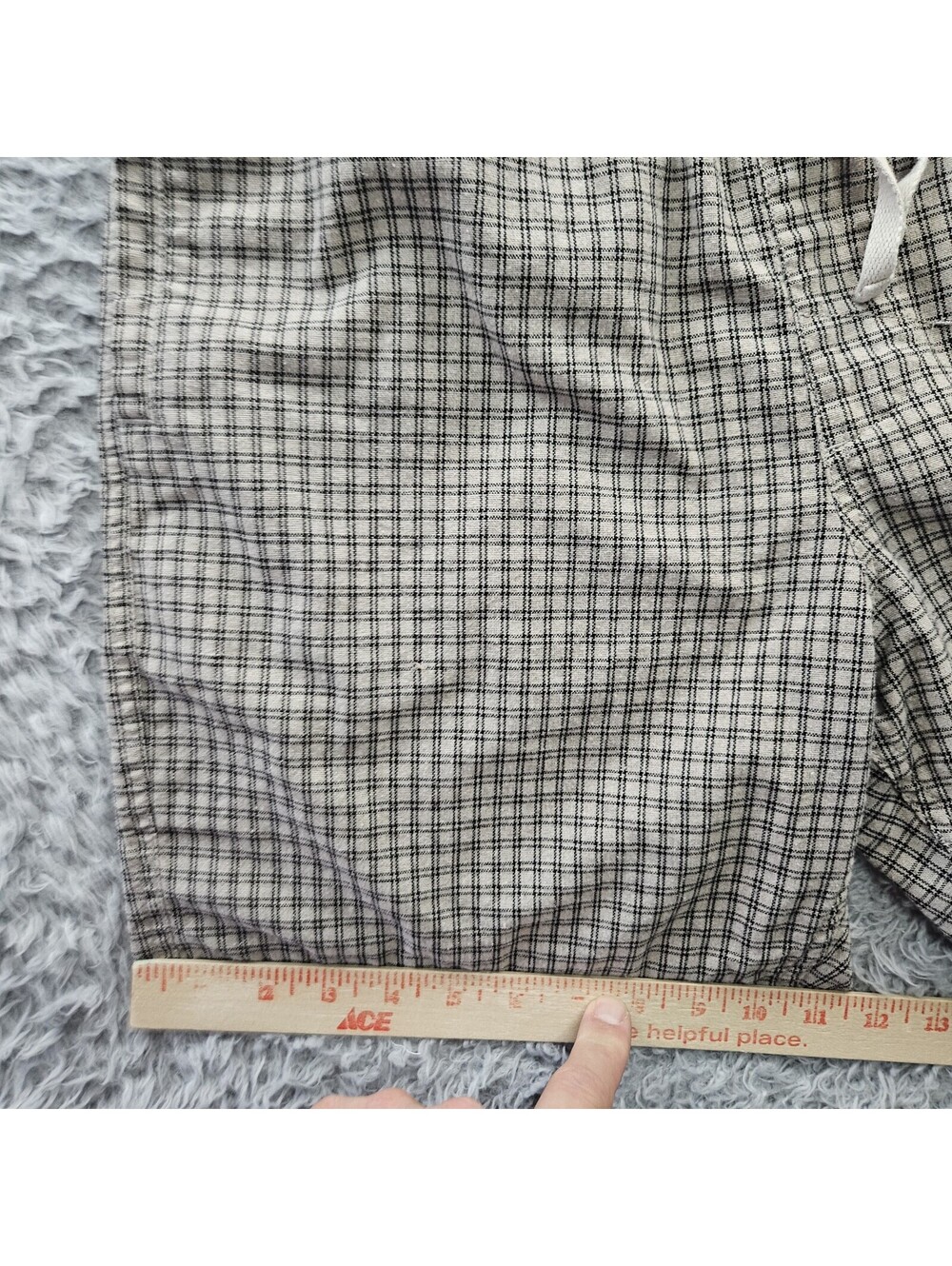 Rhythm Huckberry Linen Blend Shorts Men 34x7 Tan Check Relaxed - Picture 8 of 9